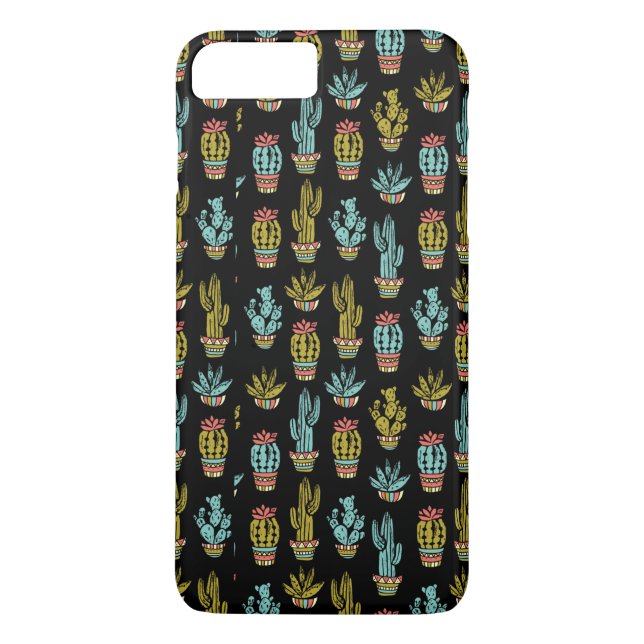 Coques Case-Mate iPhone Motif de cactus de grunge foncé (Dos)