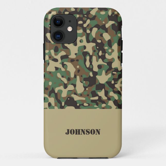 Coques Case-Mate iPhone Motif de camouflage de nom personnalisé (Dos)