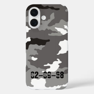Coque Pour iPhone 16 Motif de camouflage gris