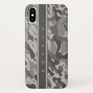 Case-Mate iPhone Case Motif de camouflage militaire gris avec nom