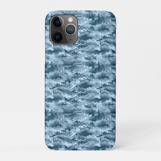 Coques Case-Mate iPhone Motif de camouflage pixelisé militaire bleu (Dos)