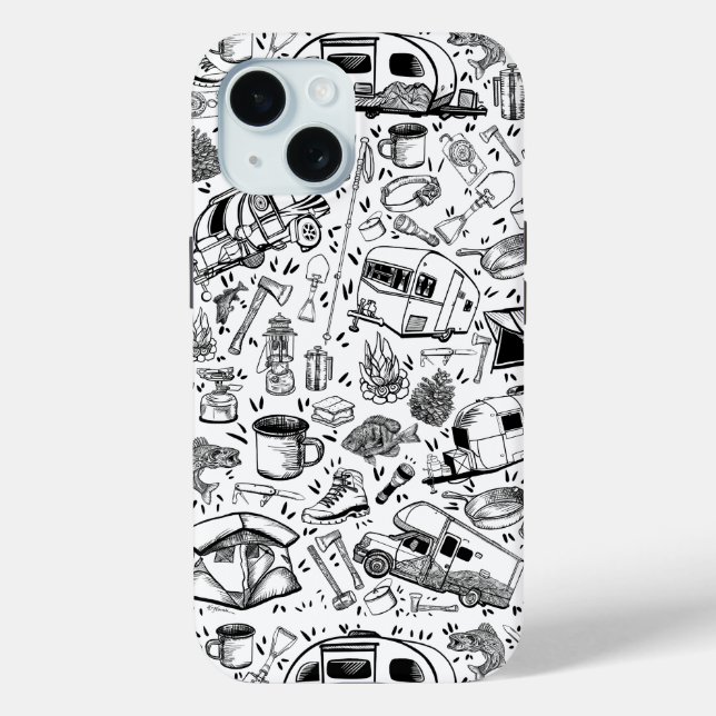 Coques Case-Mate iPhone Motif de camping en collage d'impression (Verso)