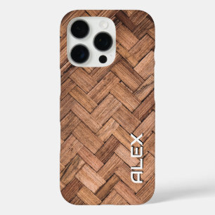 Coque iPhone 16 Pro Motif de canne tressé - Texture de fibre naturelle