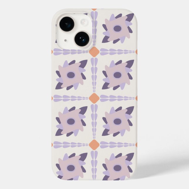 Coques Case-Mate iPhone Motif de carreau décoratif pastel violet (Verso)