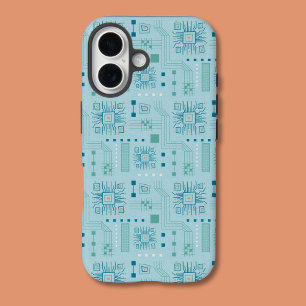 Coque Pour iPhone 16 Motif de carte bleue et Turquoise