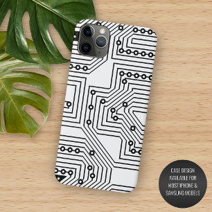 Case-Mate iPhone Case Motif de carte de circuit imprimé rétro noir moder