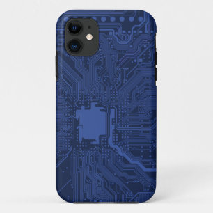 Coque Case-Mate iPhone Motif de carte mère Geek bleu