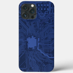 Etui iPhone 13 Pro Max Motif de carte mère Geek bleu