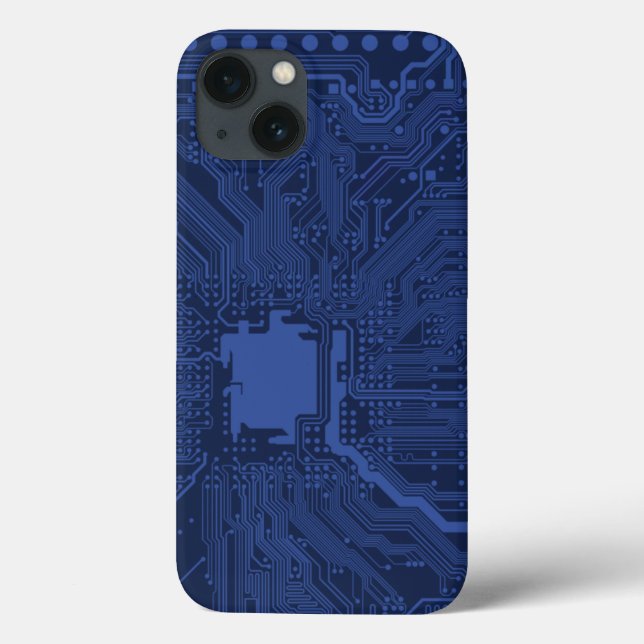 Coques Case-Mate iPhone Motif de carte mère Geek bleu (Verso)