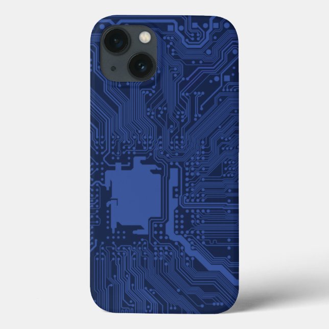 Coques Case-Mate iPhone Motif de carte mère Geek bleu (Verso)