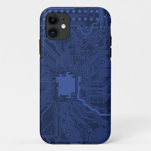 Coques Case-Mate iPhone Motif de carte mère Geek bleu (Dos)
