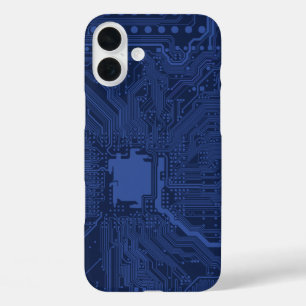 Coque Pour iPhone 16 Plus Motif de carte mère Geek bleu
