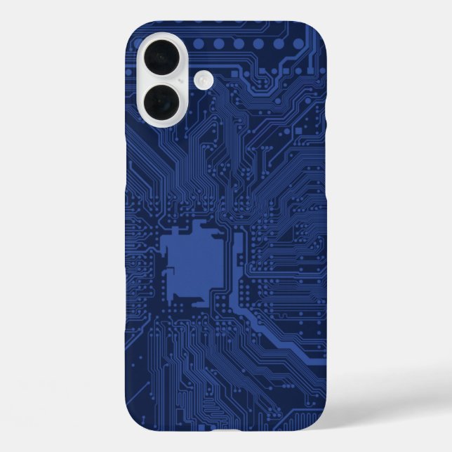 Coques Case-Mate iPhone Motif de carte mère Geek bleu (Verso)