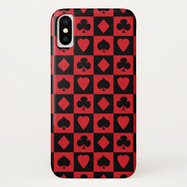 Coques Case-Mate iPhone Motif de carte rouge et noire (Dos)