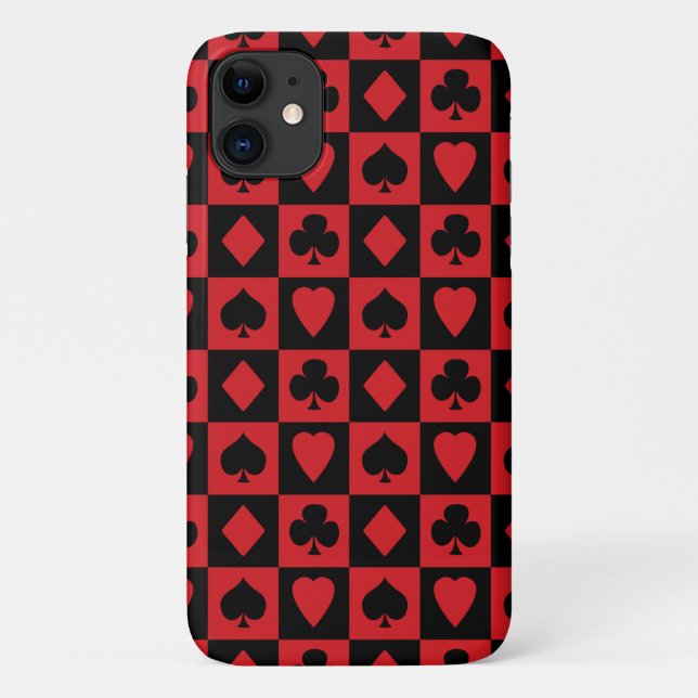 Coques Case-Mate iPhone Motif de carte rouge et noire (Dos)