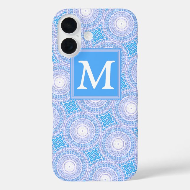 Coques Case-Mate iPhone Motif de cercles bleu électrique Monogram (Verso)