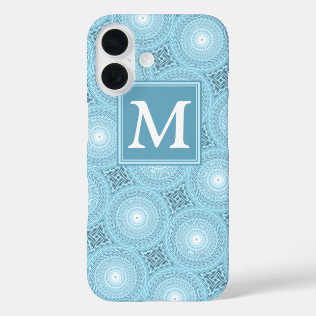 Coques Case-Mate iPhone Motif de cercles bleus d'ange monogramme (Verso)