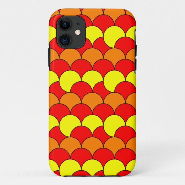 Coques Case-Mate iPhone Motif de cercles jaune orange (Dos)