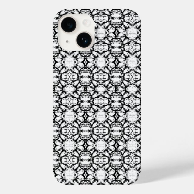 Coques Case-Mate iPhone Motif de cercles noir et blanc (Verso)