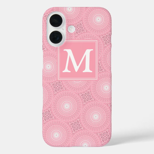 Coques Case-Mate iPhone Motif de cercles roses monogramme (Verso)