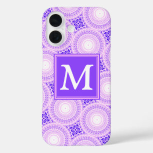 Coque Pour iPhone 16 Motif de cercles violets monogramme