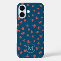 Motif de cerise douce sur Monogramme bleu foncé