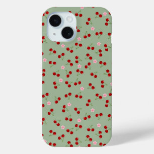 Coque Case-Mate iPhone Motif de cerises sur fond vert
