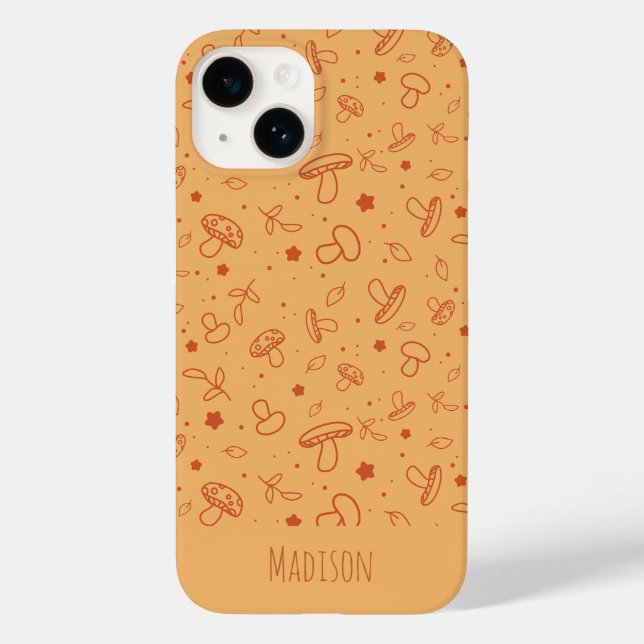 Coques Case-Mate iPhone Motif de champignon automnal brun terreux (Verso)