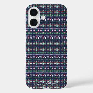 Coque Pour iPhone 16 motif de chandail mignon et moche de noël
