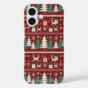 Coque Pour iPhone 16 motif de chandail mignon et moche de noël