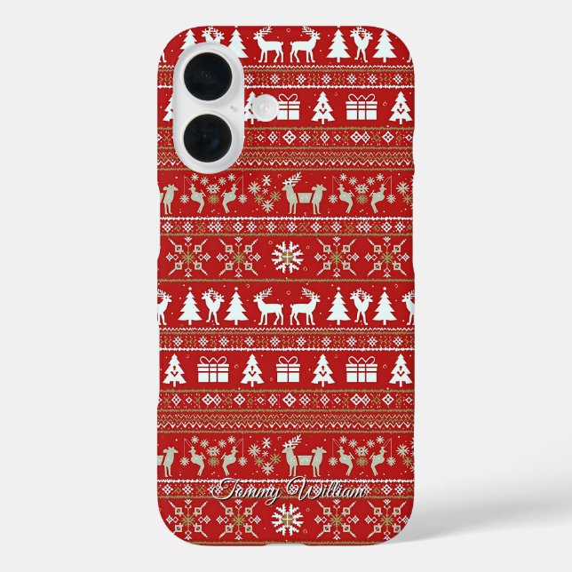 Coques Case-Mate iPhone motif de chandail mignon et moche de noël (Verso)