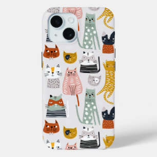 Coque Case-Mate iPhone Motif de chat à main mignon Doodle