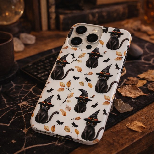Coques Case-Mate iPhone Motif de chat noir Halloween - Chat sorcière  (Créateur téléchargé)