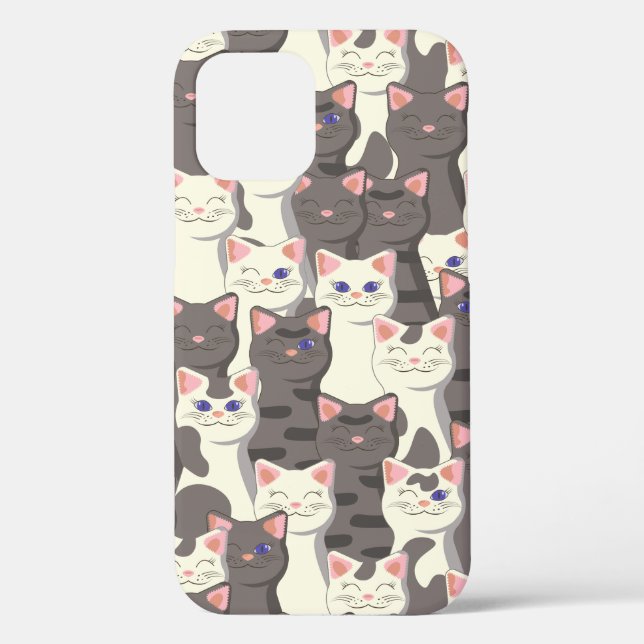 Coques Case-Mate iPhone Motif de chats blancs et gris (Verso)