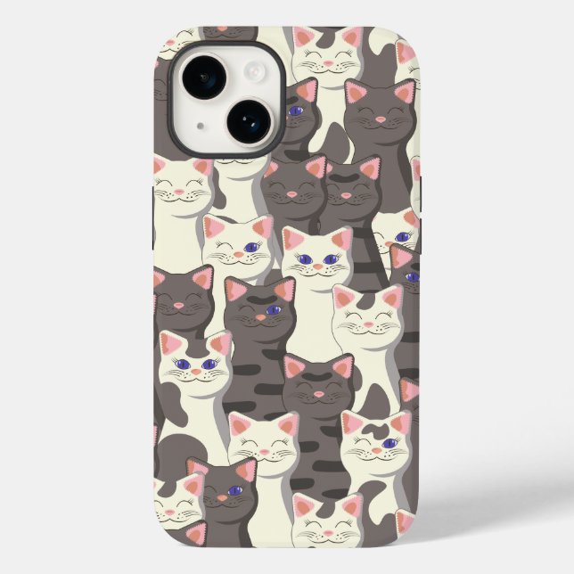 Coques Case-Mate iPhone Motif de chats blancs et gris (Verso)