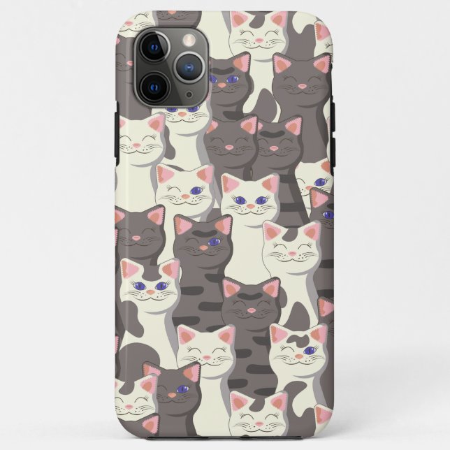 Coques Case-Mate iPhone Motif de chats blancs et gris (Dos)