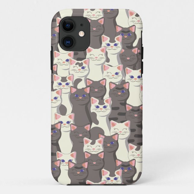 Coques Case-Mate iPhone Motif de chats blancs et gris (Dos)