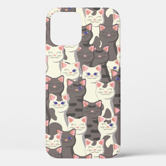Coques Case-Mate iPhone Motif de chats blancs et gris (Verso)