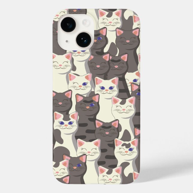 Coques Case-Mate iPhone Motif de chats blancs et gris (Verso)