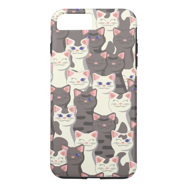 Coques Case-Mate iPhone Motif de chats blancs et gris (Dos)