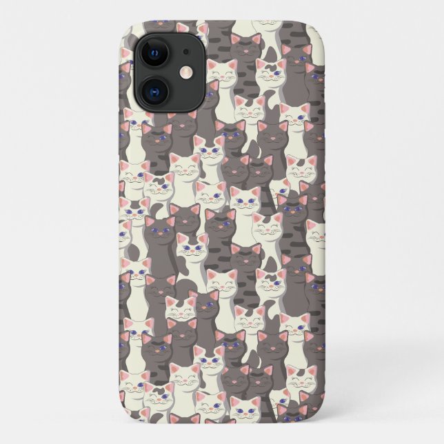 Coques Case-Mate iPhone Motif de chats blancs et gris (Dos)
