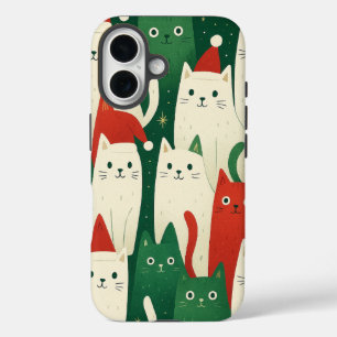 Coque Pour iPhone 16 Motif de chats de Noël mignons – Chat de vacances