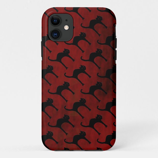 Coques Case-Mate iPhone motif de chats sur arrière - plan rouge (Dos)