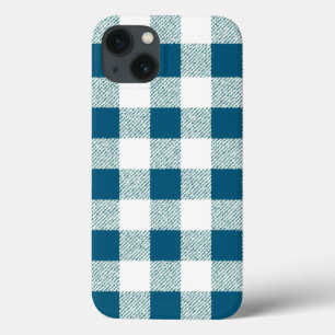 iPhone 13 Coque Motif de chèque En vichy bleu vert