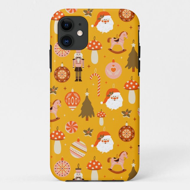 Coques Case-Mate iPhone Motif de cheval à cheval rétro Noël Père Noël (Dos)