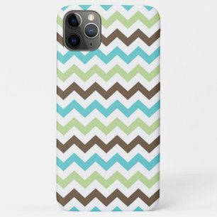 Coque iPhone 11 Pro Max Motif de chevrons de zigzag d'Aqua et de brun