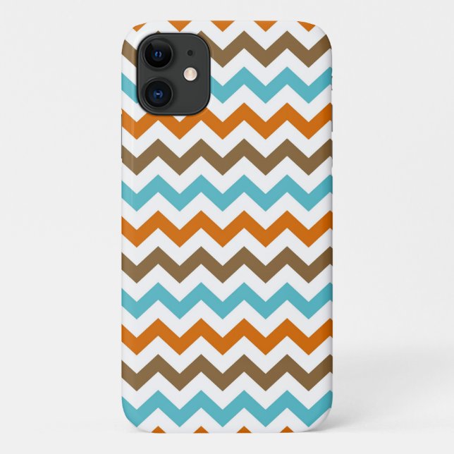 Coques Case-Mate iPhone Motif de chevrons de zigzag d'orange et d'Aqua (Dos)