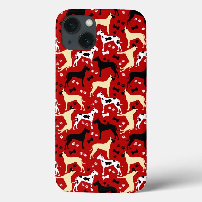 Coques Case-Mate iPhone Motif de chien des Grands Danois Harlequin Coque-M (Verso)