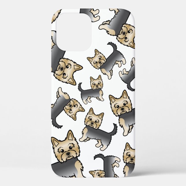 Coques Case-Mate iPhone Motif de chien Yorkshire Terrier bleu et or (Verso)