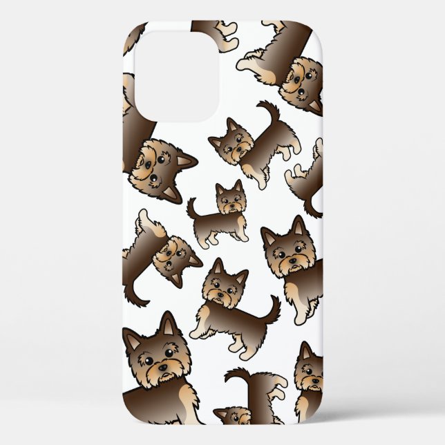 Coques Case-Mate iPhone Motif de chien Yorkshire Terrier marron chocolat (Verso)